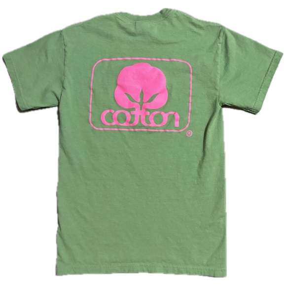 Vintage Cotton Logo Graphic Short Sleeve Tee Pink Green Size Small - Picture 4 of 5